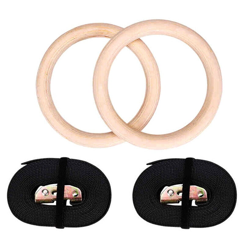 28mm Home Wood Gymnastic Rings Gym Cross Fitness Adjustable Long Buckles Straps